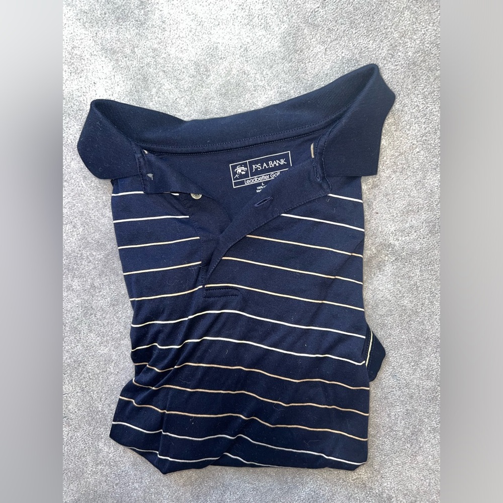Jos.A.Bank stripped navy golf polo